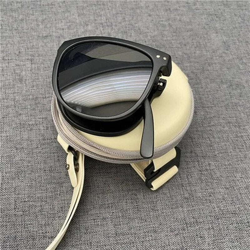 New Women's Fashion Folding Sunglasses Women's Brand Designer Glasses Oval Glasses Lady Retro Sunglasses UV400 Protect