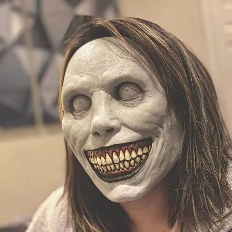 Scary Halloween Mask With White Eyes Evil Devil Mask Smiling Demons Creepy Mask Halloween Party Costume Cosplay Adult Photo Prop