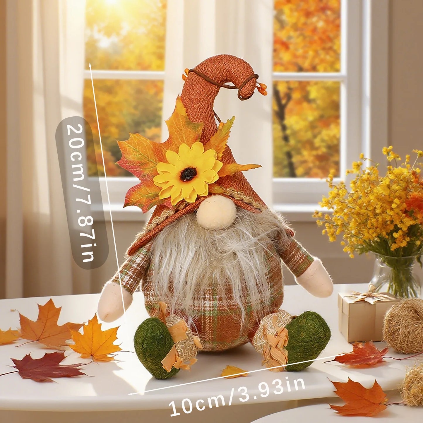 Rustic Autumn Harvest Scarecrow Decor, Plaid & Sunflower Accents for Thanksgiving, Halloween, Farmhouse Wall Decor, Party Props