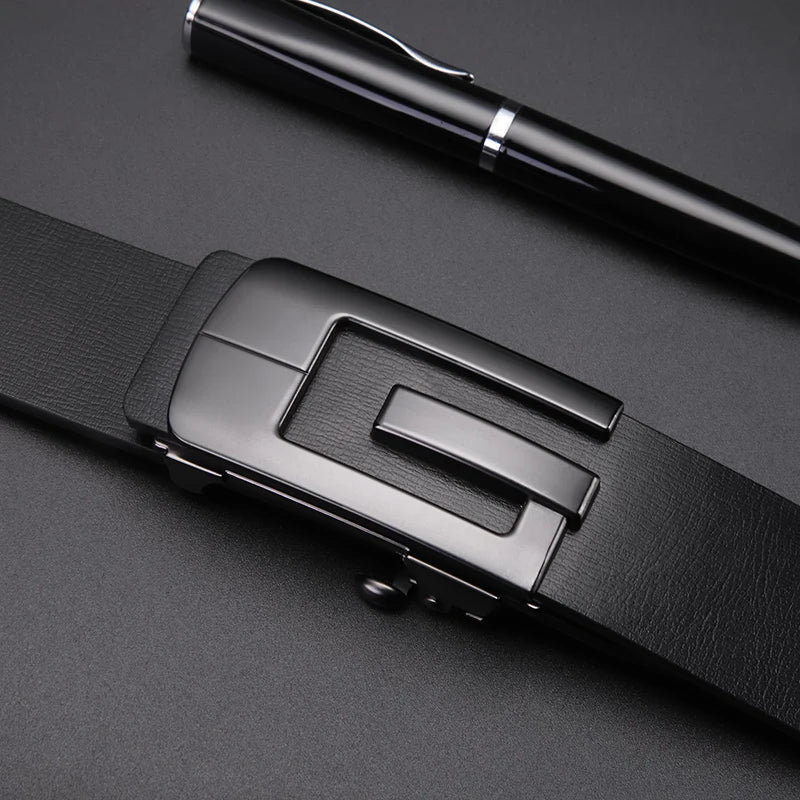 GOLF Belt Men's Genuine Leather Automatic Buckle Belt Pure Cowhide Men's Pants Belt Young and Middle Aged 2024