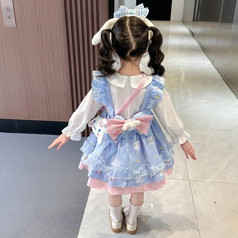 Sanrio Anime Cinnamoroll My Melody Girl's Cosplay Dress Cartoon Academy Style Pleated Skirt Princess Clothes Girl Birthday Gift
