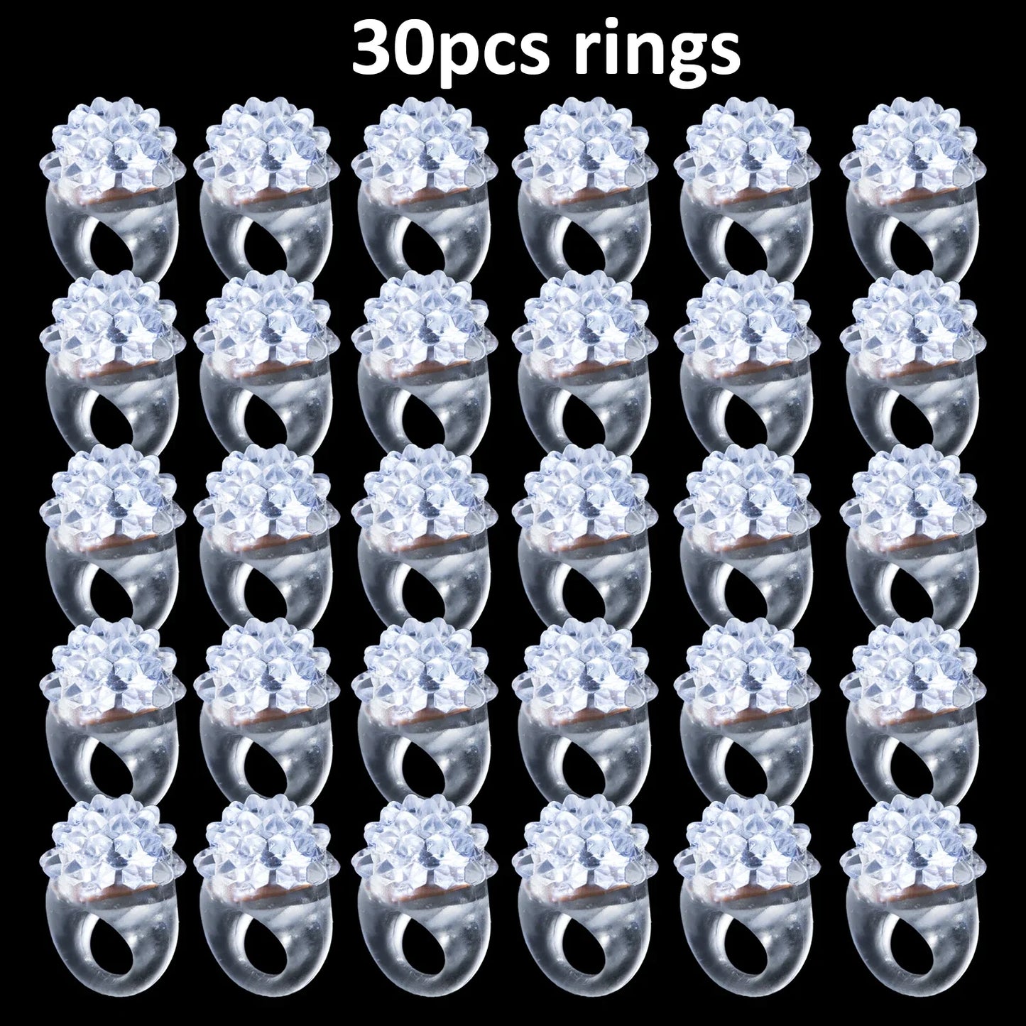 White Wedding Mix Sets LED Light Up Glasses Glow Bracelets and Flashing Bumpy Rings Wedding Party Favors Supplies