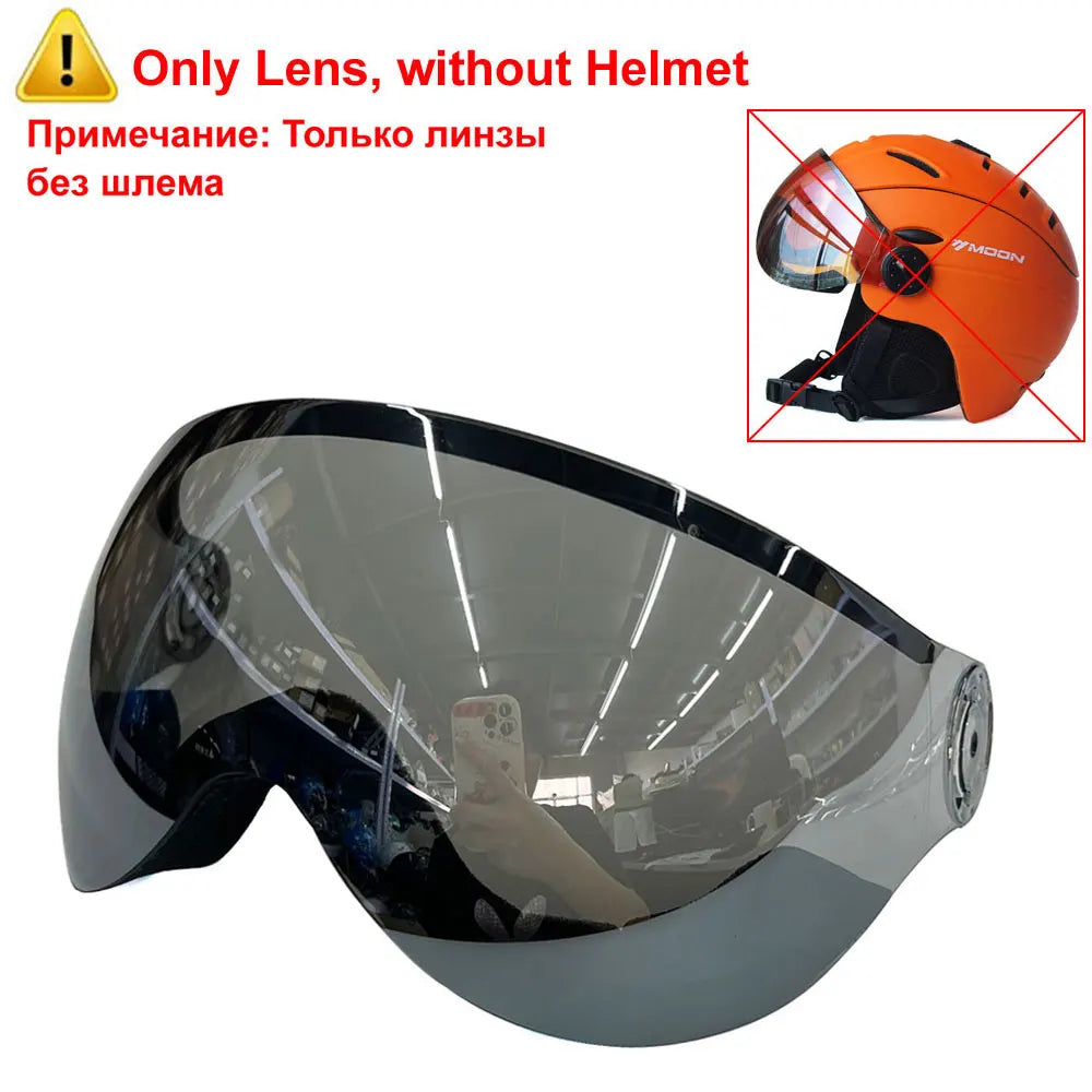 MOON Professional Half-Covered Ski Helmet Integrally-Molded Sports Man Women Snow Skiing Snowboard Helmets With Goggles Visor