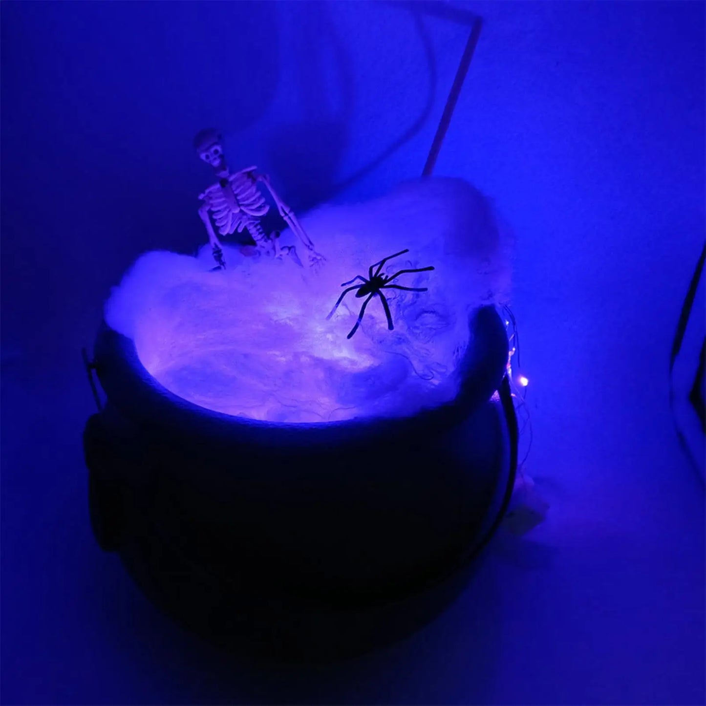Large Cauldron Cauldron Halloween Decorations With Skeleton and LED Lights Black Witch Bowl Spooky Props for Mantel Desktop