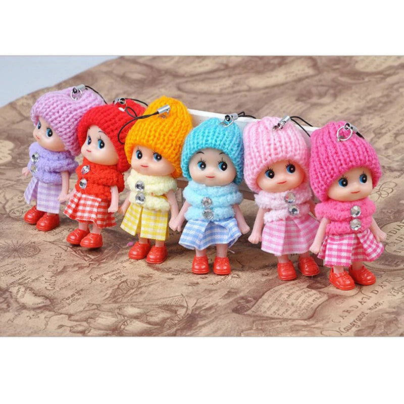 6PCS Cute Fashion Kids Plush Dolls Keychain Soft Stuffed Toys Keyring Mini Plush Animals Key Chain Baby for Girls Women