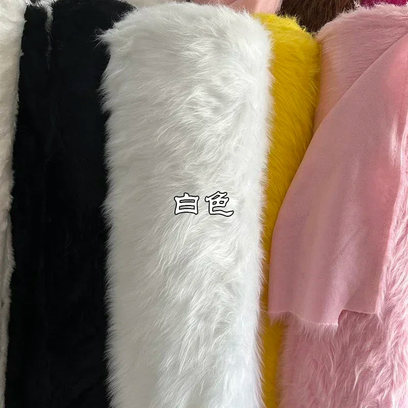 Soft Long Hair Plush Fabric Faux Fur by the Meters for Toy Upholstery Cosplay Diy Sewing Cloth Black Blue Purple Gray Beige Red