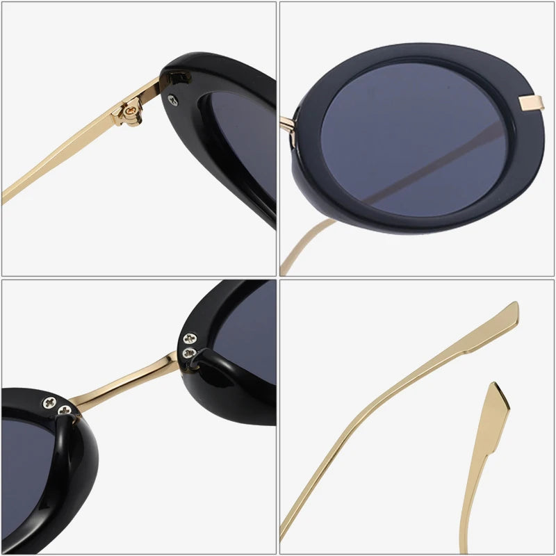Retro Punk Men Oval Sunglasses Women Fashion Clear Ocean Lens Shades UV400 Men Trending Sun Glasses