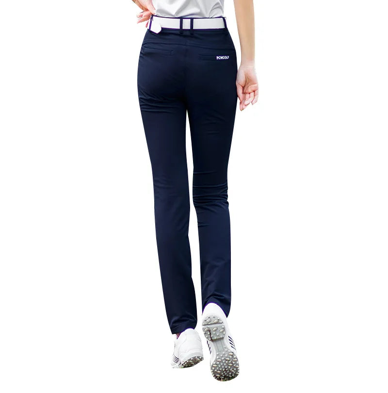 PGM Women Golf Pant Summer Sweatpants Spring Golf/Tennis Pants High Elastic Ladies Trouser Breathable Slim Quick Dry Pants