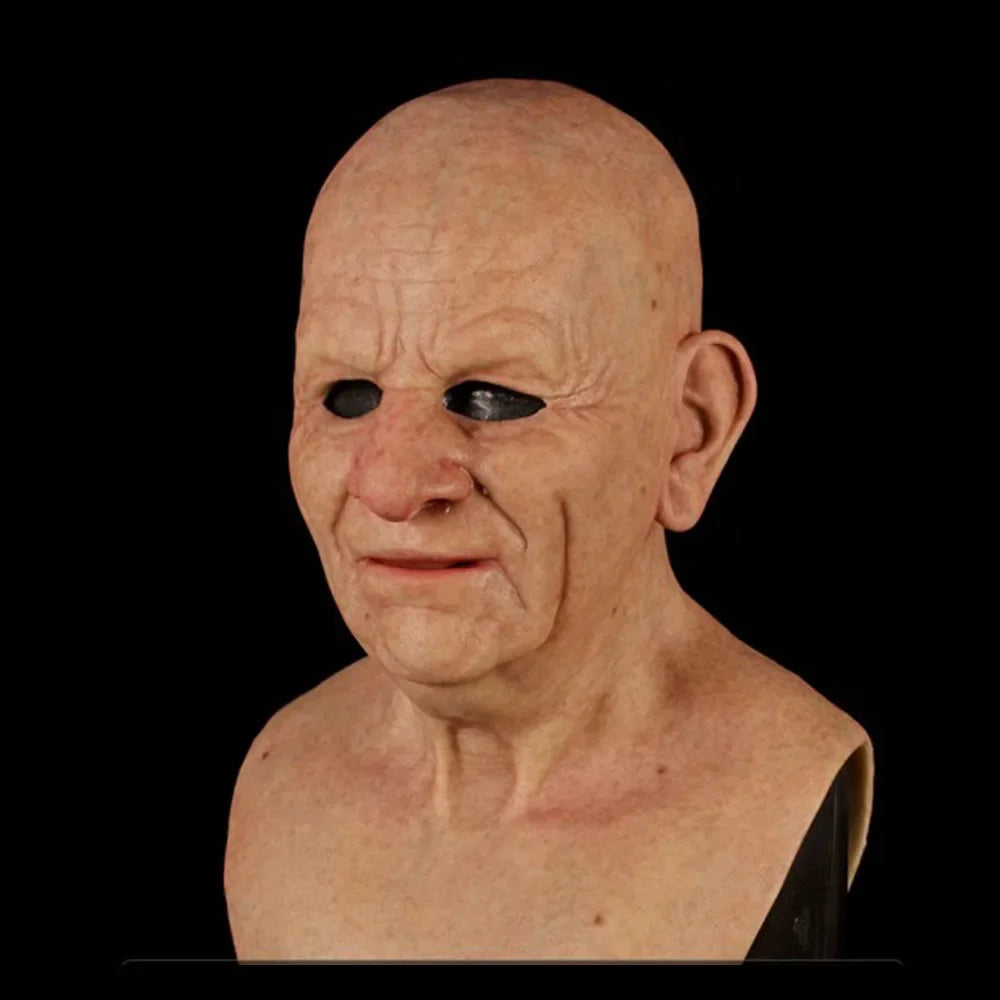 American TV Series Deadly Poison Master Old White Mask Bald Old Man Latex Head Cover Halloween Cosplay Funny Prop