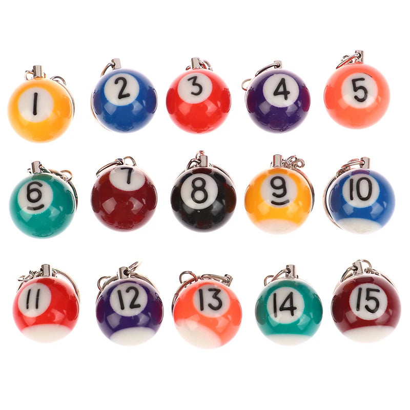 1PC Mini Billiard Shaped Keyring Assorted Colorful Billiard Pool Small Ball Keychain Hanging Pendant Ball Club Gift Souvenir