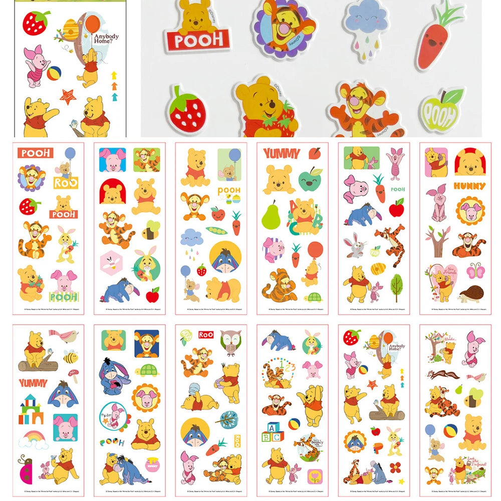 3/6/12Sheets Cute Disney Cartoon 3D Bubble Sticker Princess Mickey Mouse Cars Decals Kawaii Reward 3D Puffy Sticker for Kids Toy