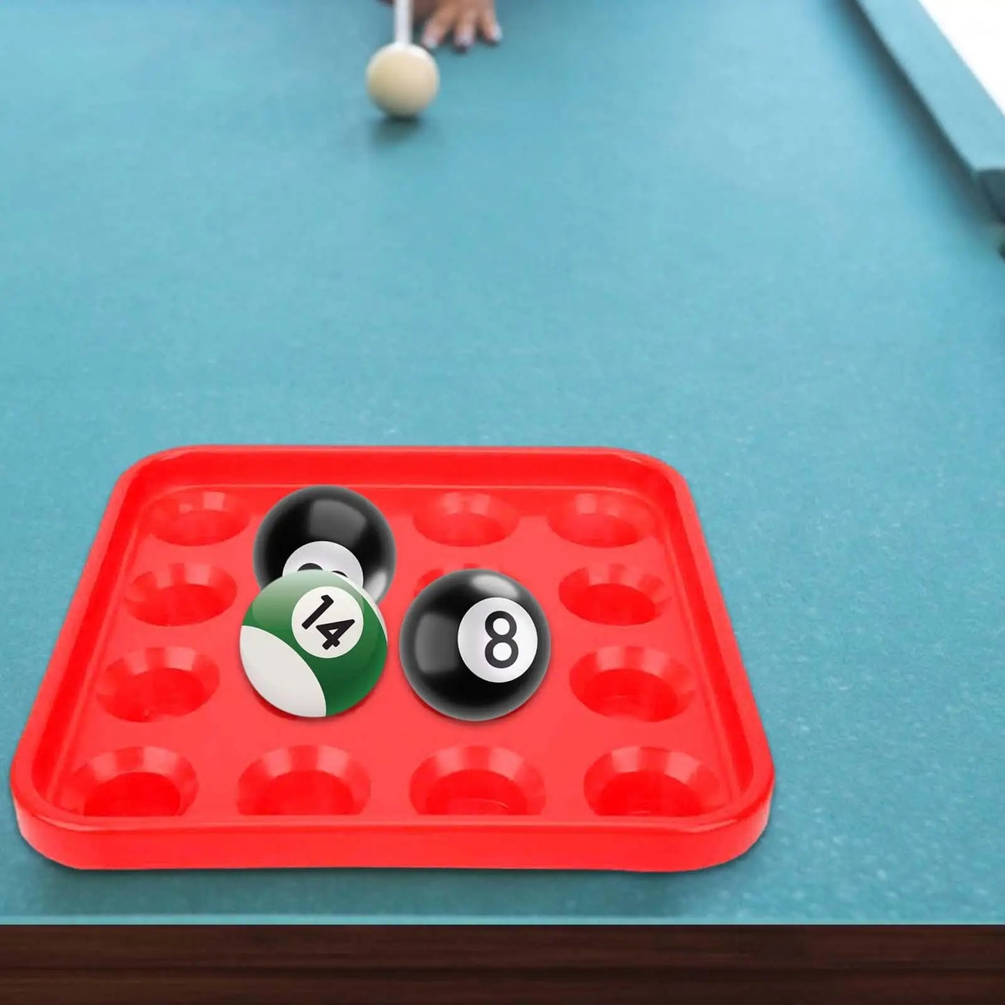 Billiard Ball Holder Tray Pool Accessory, 16 Holes Case, Snooker Pool Halls Game Room Portable Anti Drop Pool Ball Tray