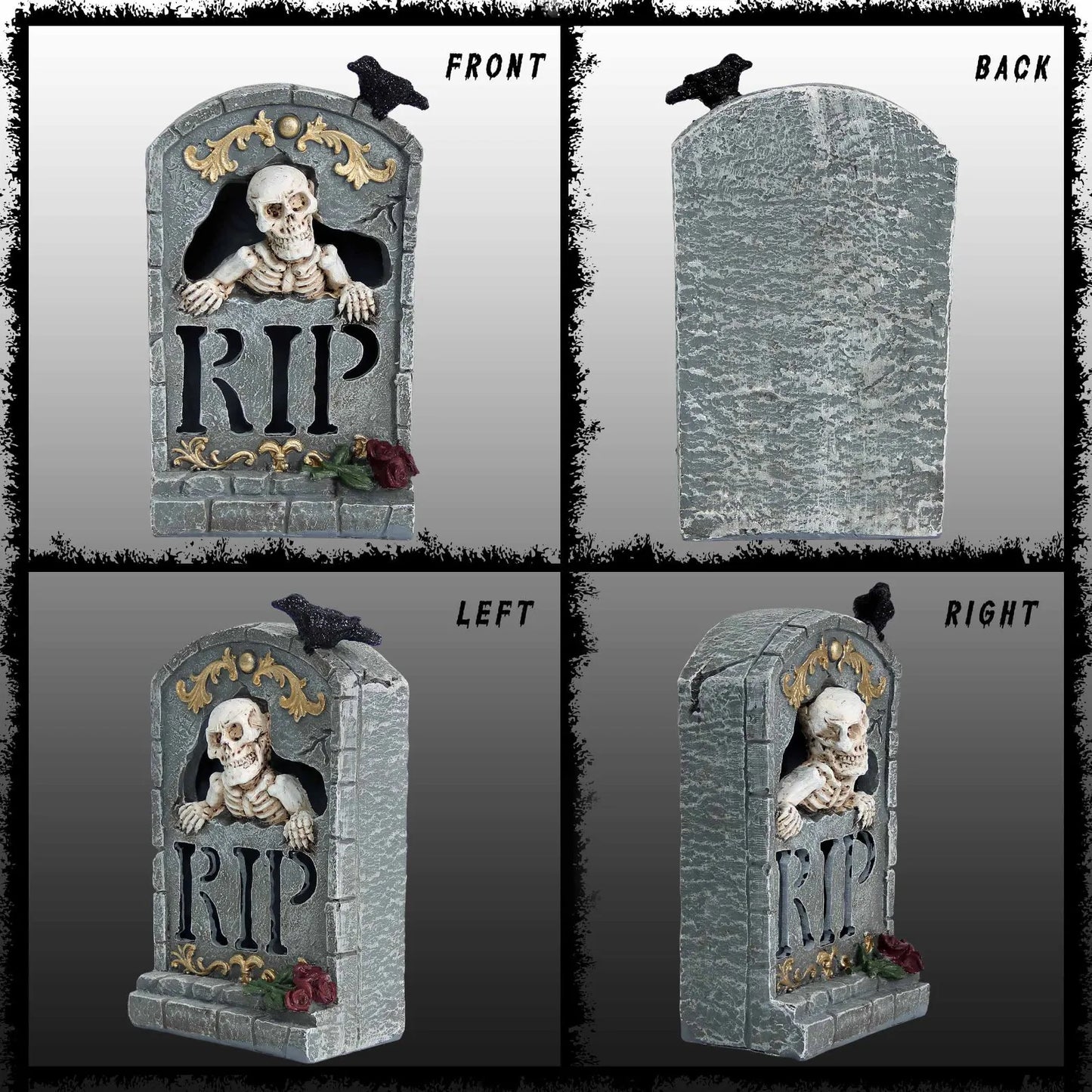 Halloween Tombstone Decoration With LED Lights Spooky Tombstone Statue Skeleton Ghost Skull Tombstone Miniature Figurines
