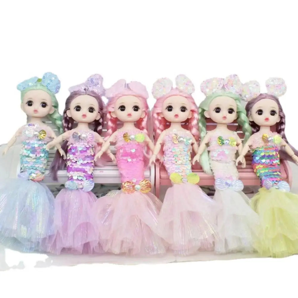 24cm Bjd Sequin Mermaid Doll Joints Movable Fashion Clothes Wedding Dress Costume Clothes Girl Princess Play House Toy Gift