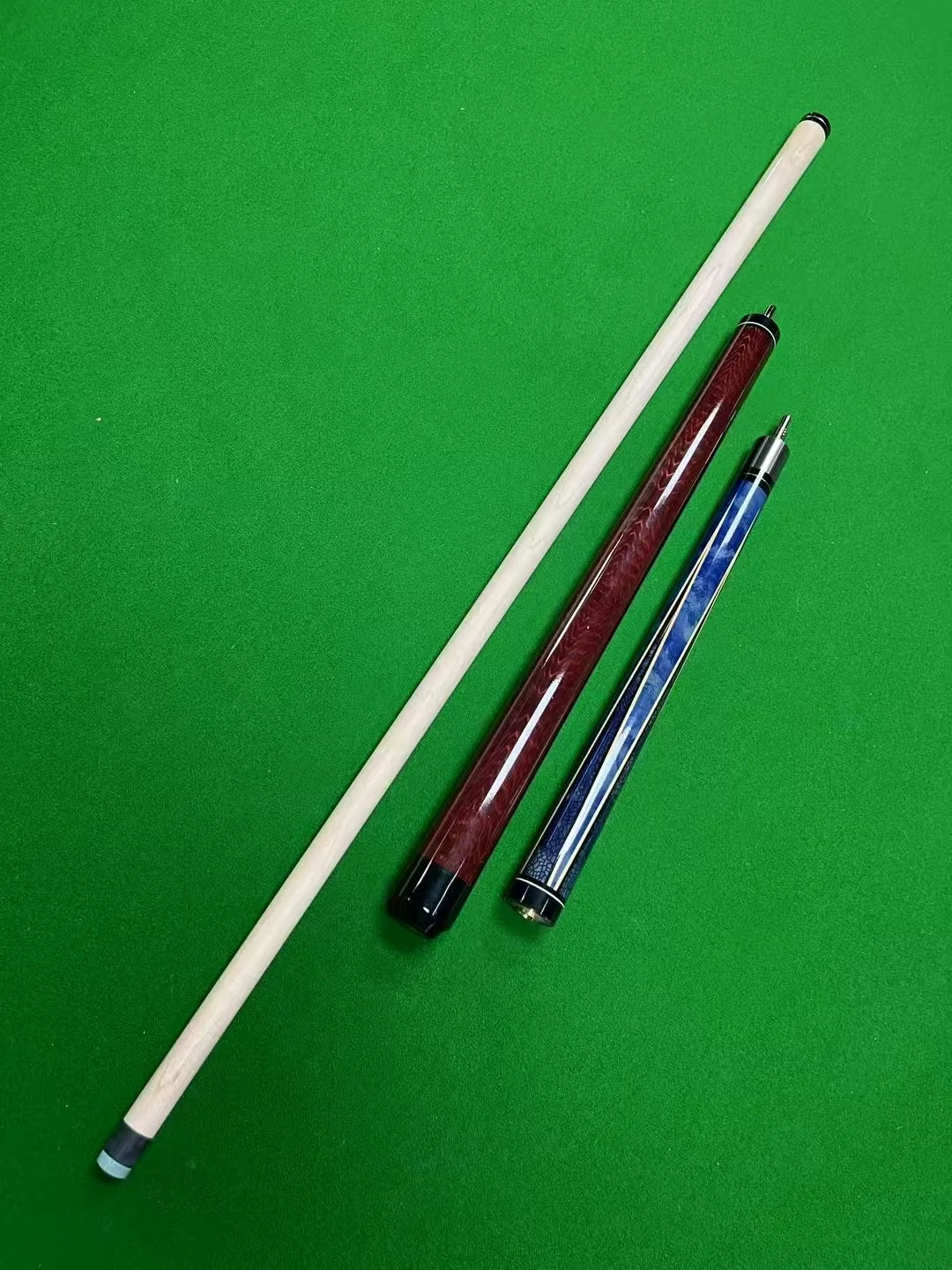 13.5mm Maple Wood Blue Color 3-Piece Pounch Break Jump Pool Billiard Cue Stick for Pool Game Adult Starters Woman Man