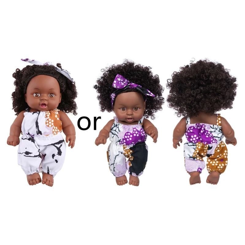 African Black Baby Toy With Curly Hair Christmas Simualtion Cartoon for Doll