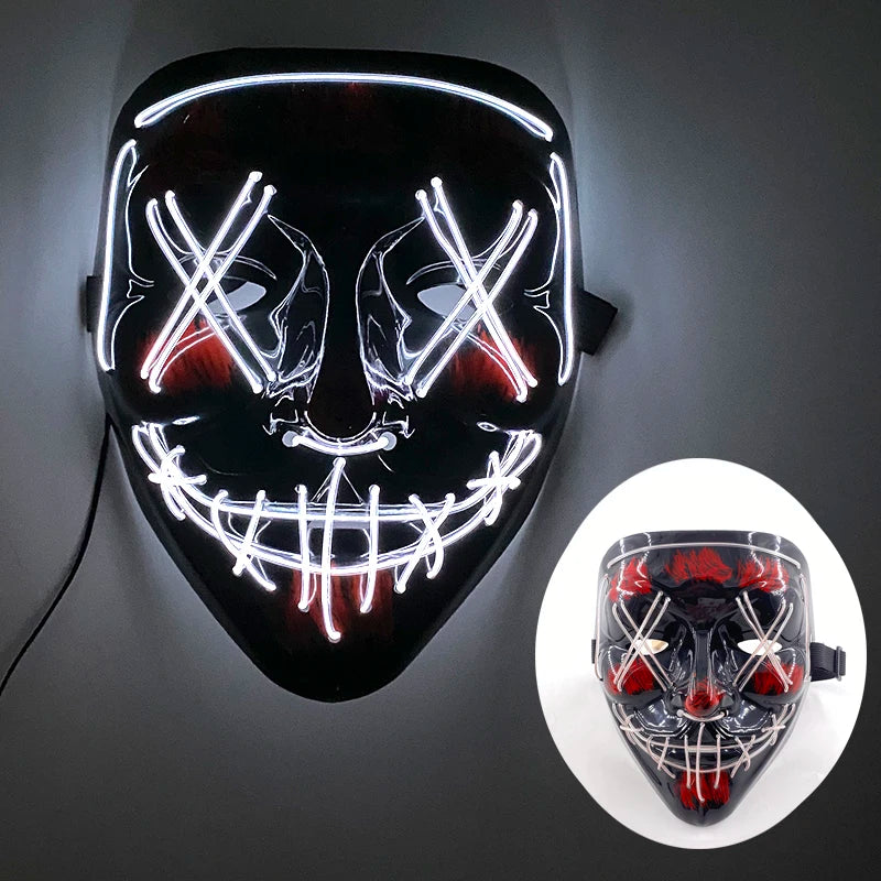 New Arrival Halloween Mask Horror Venom LED Luminous Mask Cosplay Costume Makeup Prom Party
