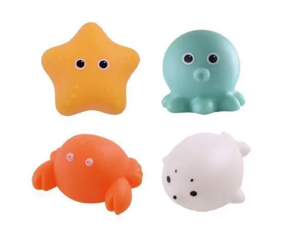 Glowable Animal Washing Water Set Floating Water Light Net Fishing Fish Playing Water Toys Children's Baby Bath Toys Floating