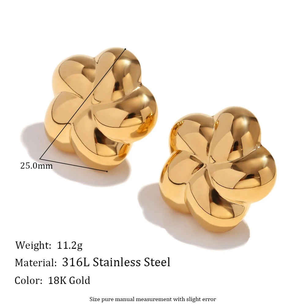 MamacitaSlay Simple Rotating Petals Gold Plated Earrings Waterproof Jewellery Women Girls Women's Accessories Trend 2024 Pusheen