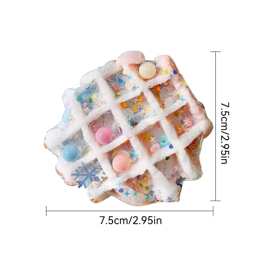 New Colorful Waffle Burgers Donut Squishys Stress Relief Toy Fashion Sequin Glitter Toys for Girl Soft Anti Anxiety Fidget Toy
