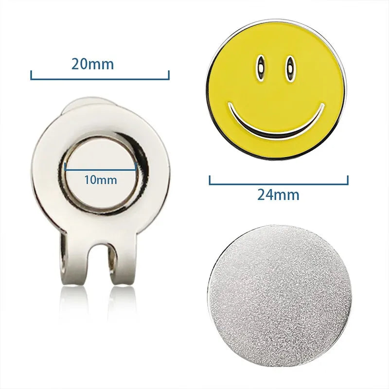 1Pcs Sturdy Smile Face Magnetic Alloy Hat Clip Golf Ball Mark Fit for Golf Cap Visor Outdoor Golf Accessories Golf Marker