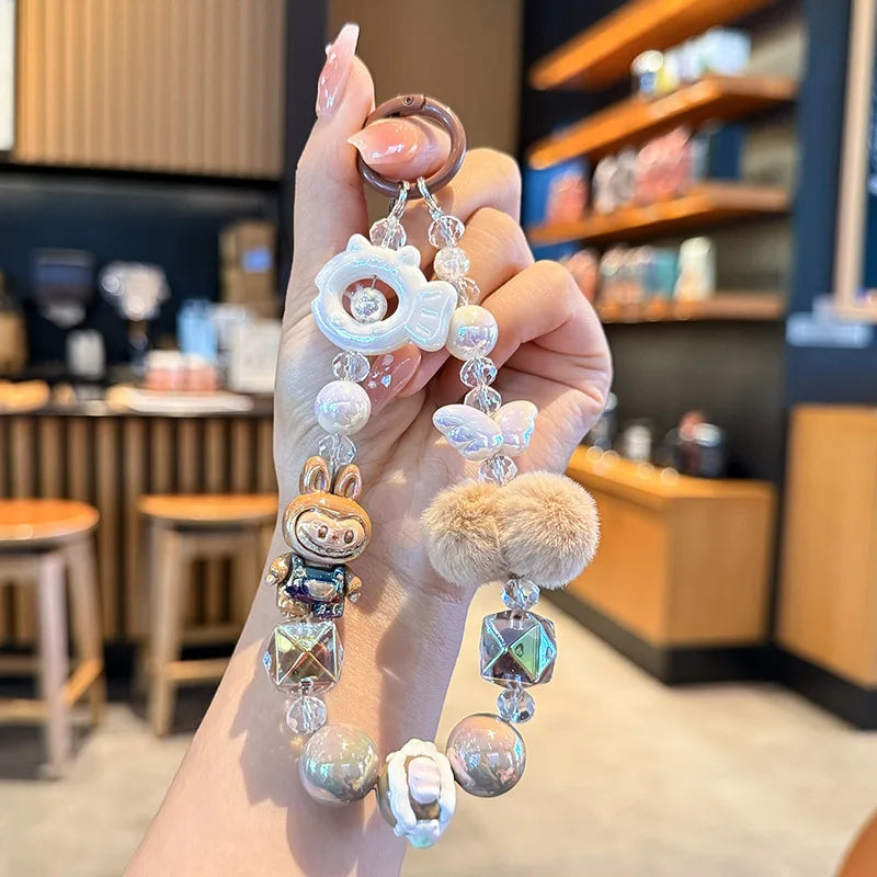 New Christmas Labubu Kawaii Particles Keychain Bag Cell Phone Charm Key Chain Christmas Gift