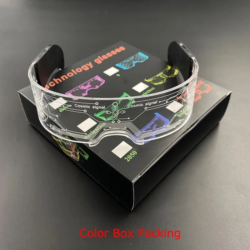 Halloween Party Glasses LED Light Up Cyberpunk Glasses Glowing Cool Goggles for Man Women Futuristic Cosplay Bar Party Props