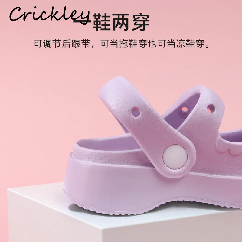 Summer Solid Girls Slippers EVA Soft Anti Slip Platform Kids Clogs Shoes Waterproof Hollow Out Garden Beach Children Slippers