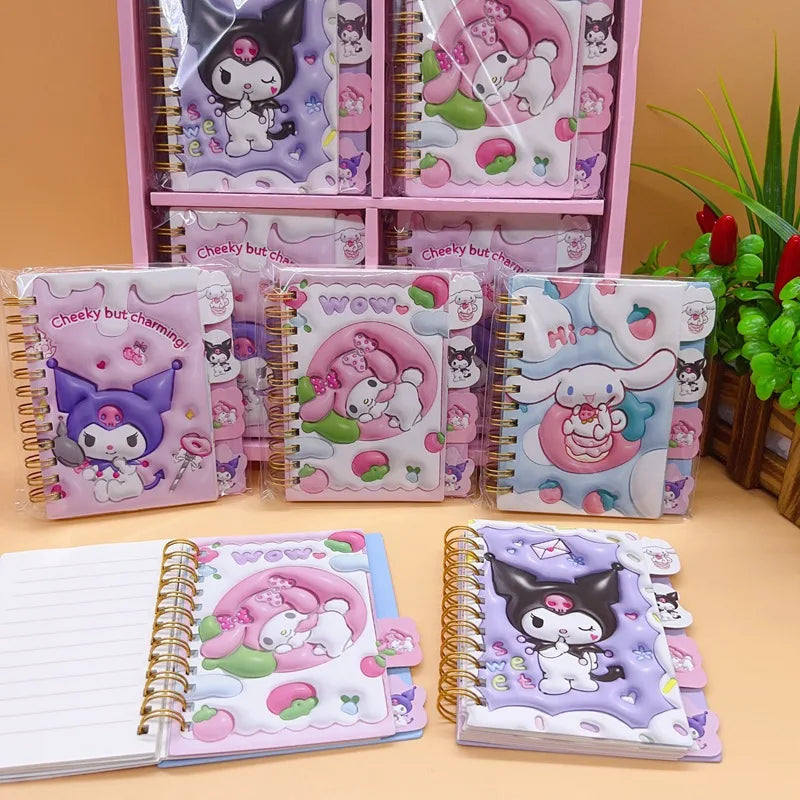 Diary Notebook Sanrio Anime Series Hello Kitty Kawaii Kuromi My Melody Cinnamoroll Cartoon Student Portable Notebook Kids Gift