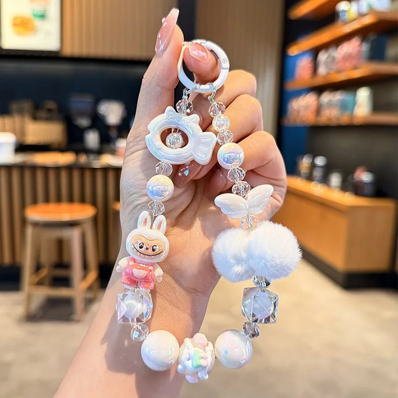 New Christmas Labubu Kawaii Particles Keychain Bag Cell Phone Charm Key Chain Christmas Gift