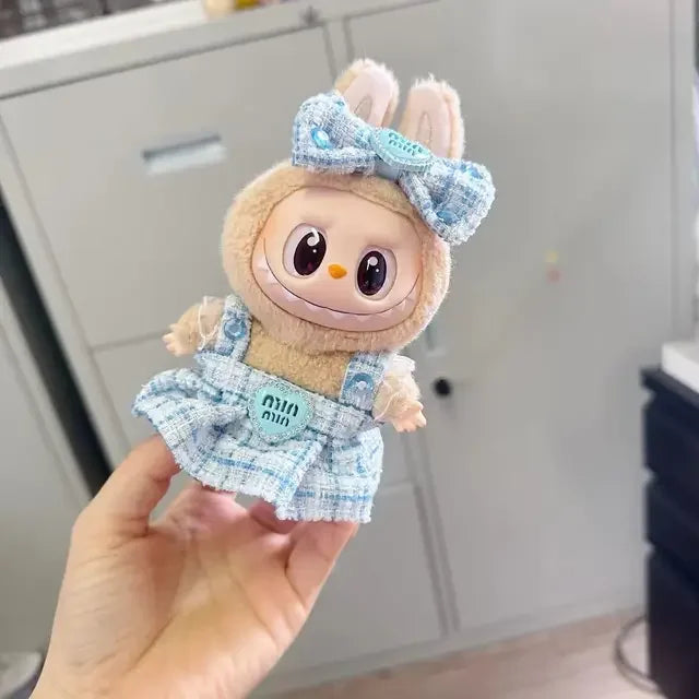 Cute Doll Clothes Outfit Accessories Classic Dress Set for 17CM Labubu V2 Mini Dolls Clothing Girl Kid Gift Labubu Ropa