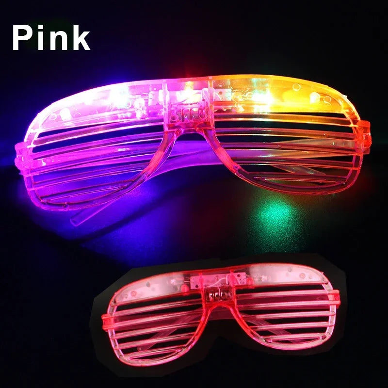 Light Up LED Shutter Glasses Party Sunglasses Glow in the Dark Neon Blinds for Rave Christmas Birthday Wedding Party Decoration