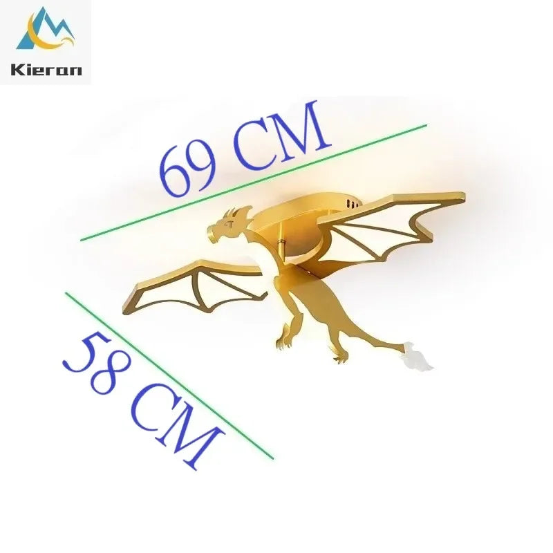 Modern Golden Dragon LED Ceiling Lamp Bedroom Study Restaurant Bedside Ceiling Light Living Room Decoration Dragon Ceiling Lamps