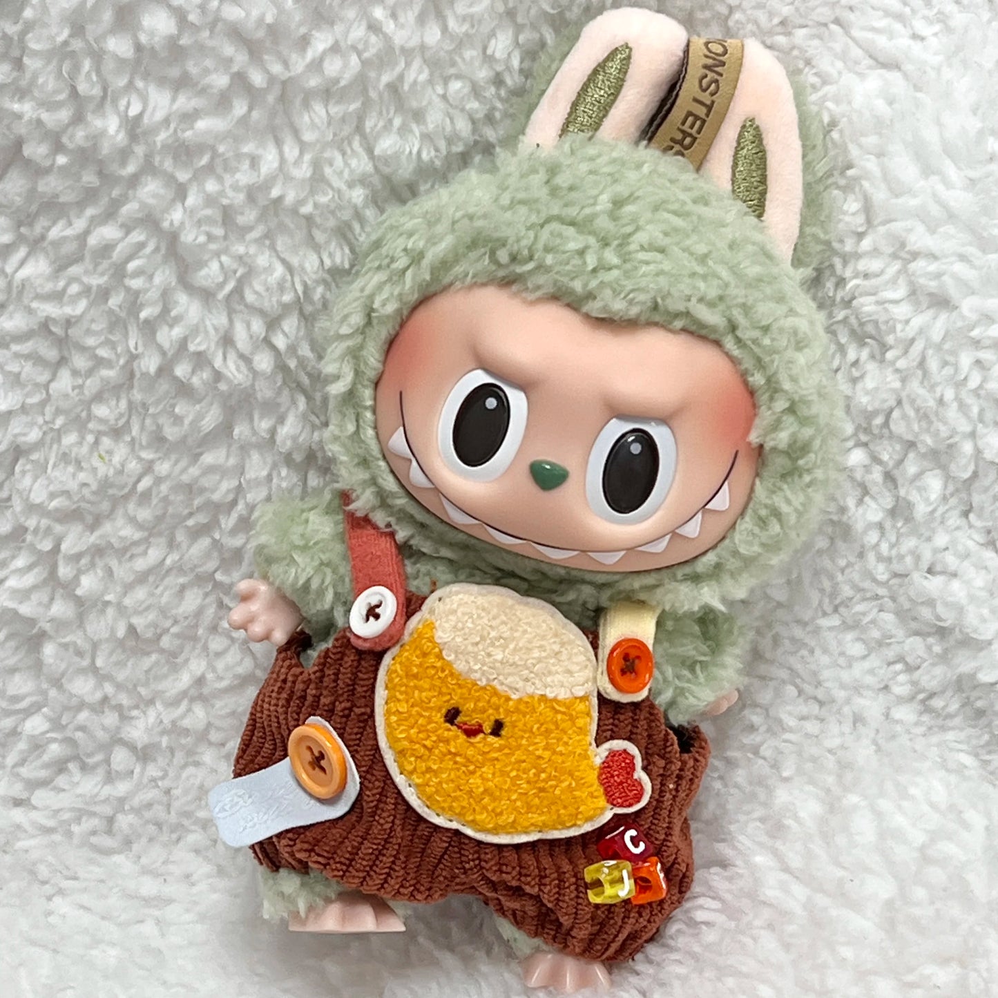 17cm Cute Mini Plush Doll'S Clothes Outfit Accessories Labubu Idol Dolls Donut Overalls Clothing DIY Kid Gift Strap Labubu Pants