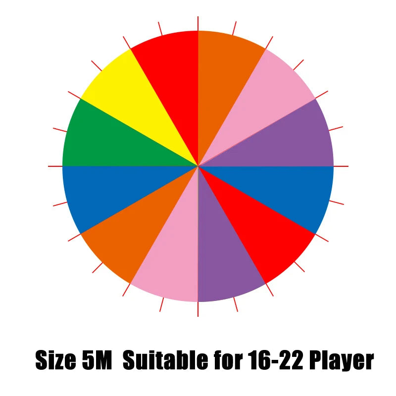 2/6m Diameter Kids Outdoor Teamwork Game Prop Rainbow Parachute Toys Jump Bag Bounce Play Mat School Activity Puzzle Game