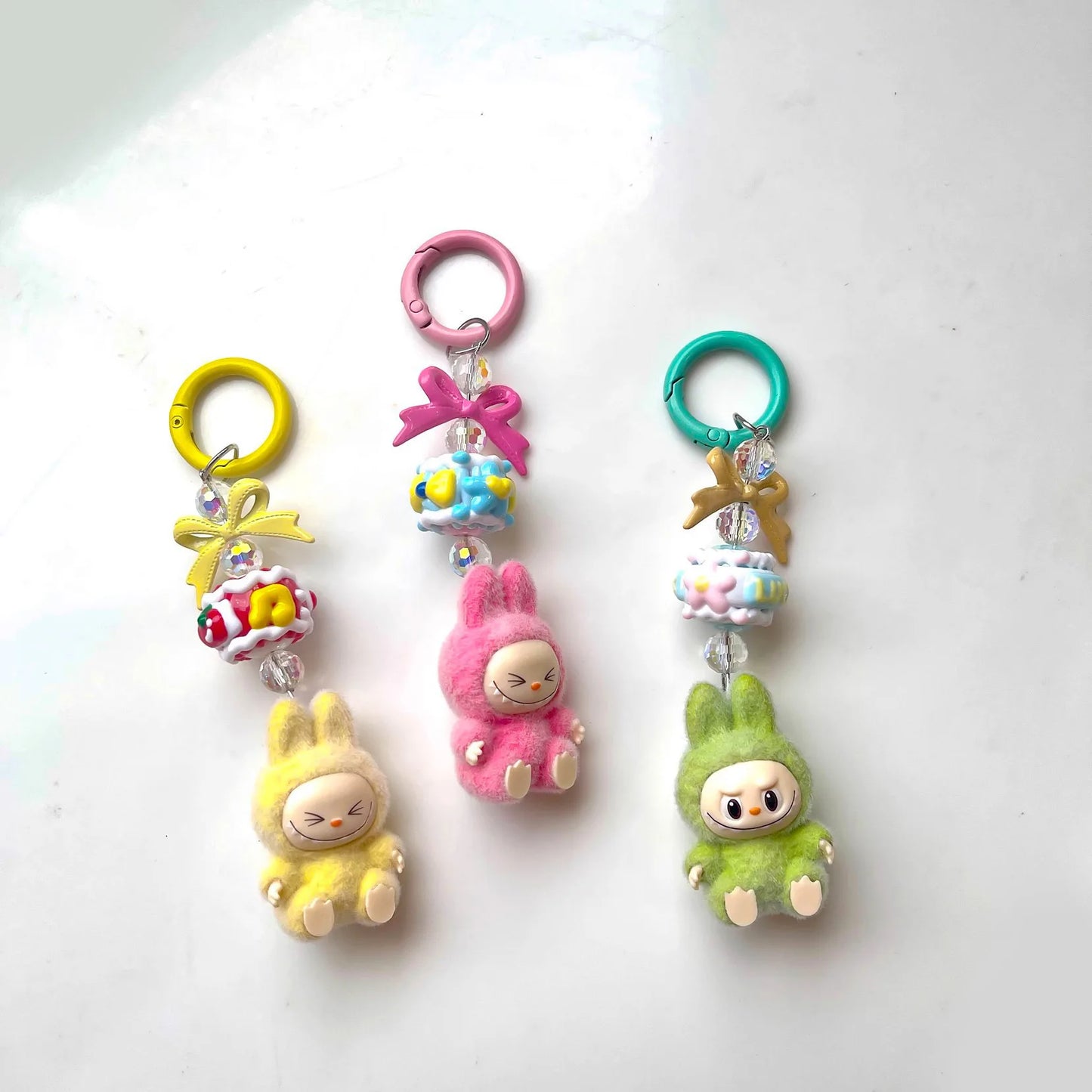 New Christmas Labubu Kawaii Particles Keychain Bag Cell Phone Charm Key Chain Christmas Gift