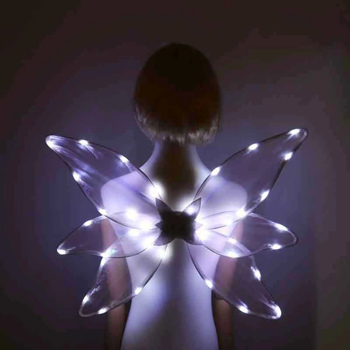 Kids Girl Elf Wings Light Up Fairy Wings LED Butterfly Wings Halloween Cosplay Costume Birthday Wedding Dress Up Party Accessory
