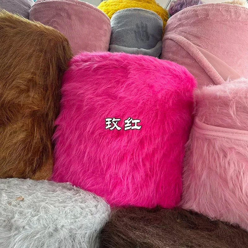 Soft Long Hair Plush Fabric Faux Fur by the Meters for Toy Upholstery Cosplay Diy Sewing Cloth Black Blue Purple Gray Beige Red