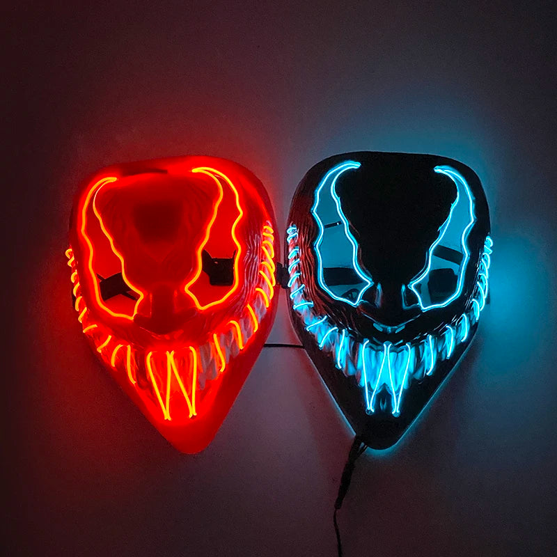 New Arrival Halloween Mask Horror Venom LED Luminous Mask Cosplay Costume Makeup Prom Party