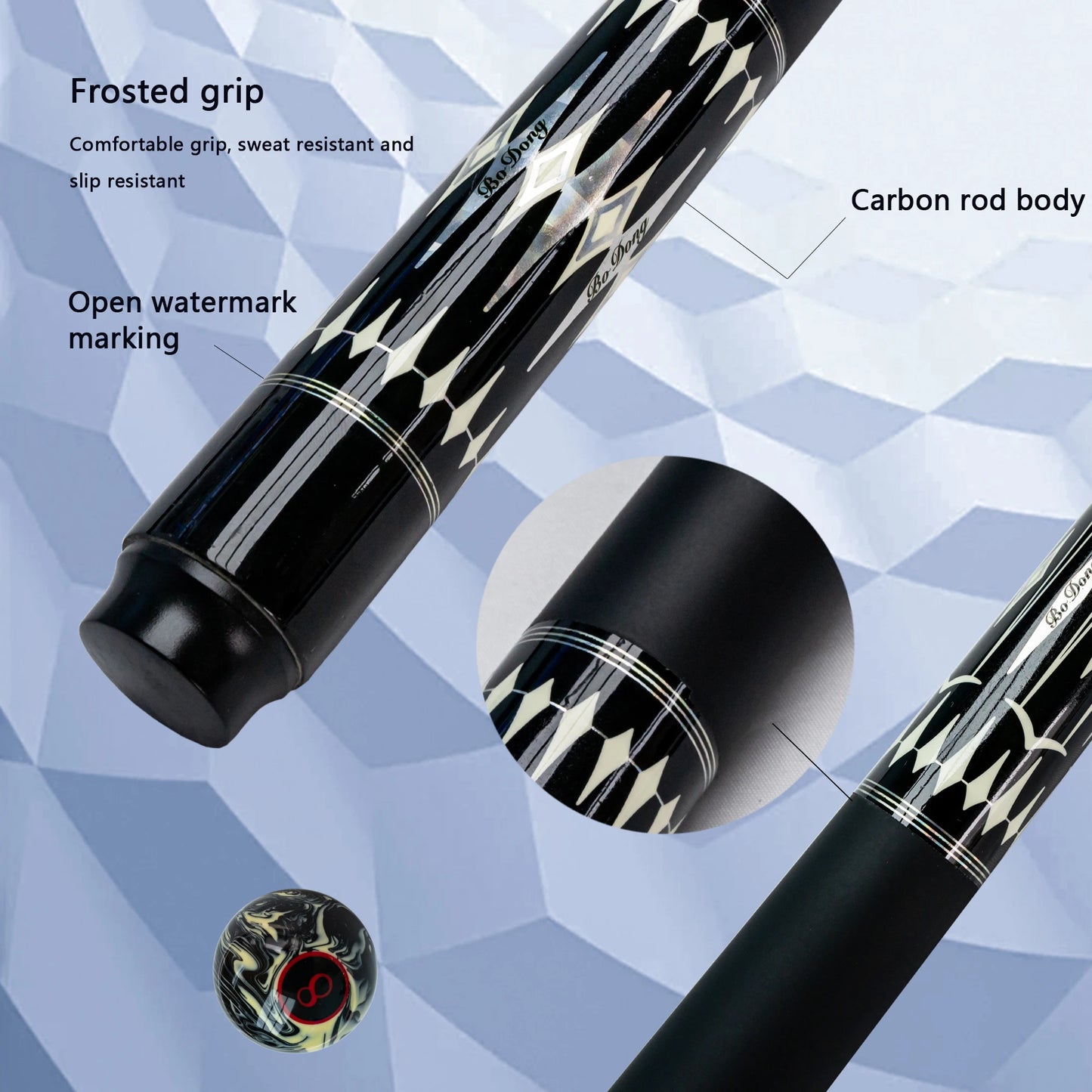 Professional Carbon Fiber Billiards Cue Stick Bag Set 12.5mm Tip Pool Cue Accessories for Carom Billiard Occupation Pool Games