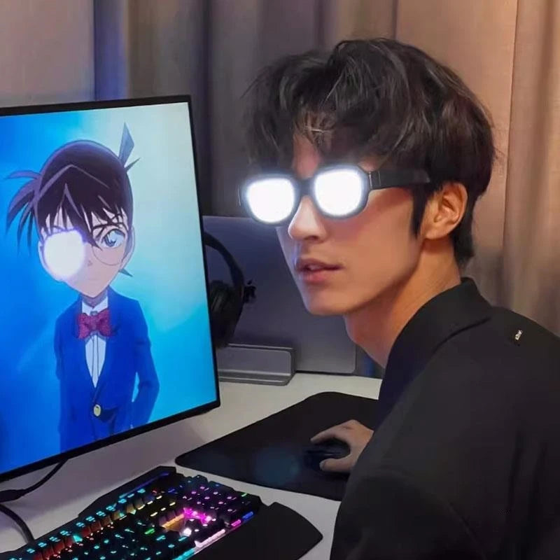 LED Tech Glasses Conan Terminator Personalised Dress Up Spooky Prom Performance Glasses for Halloween Party Cosplay