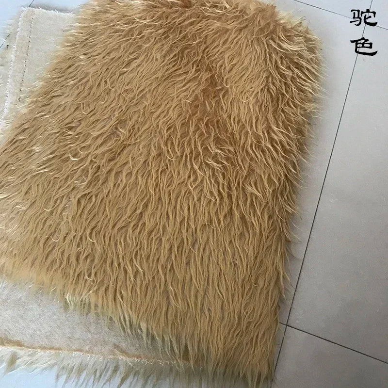 Long Hair Plush Fabric Faux Fur by the Meter for Upholstery Toys Props Decorative Cloth Diy Sewing Soft Comfortable Purple Brown