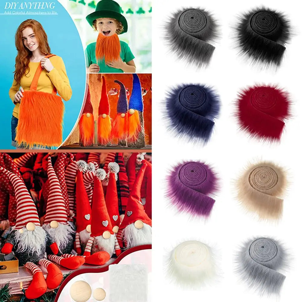Crafts Gift Trimming Soft Apparel Sewing Fluffy Trim Fabric Roll Faux Fur Ribbon Tapes Long Plush Fur Fabric Plush Fur Stripe