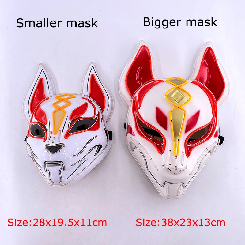 Anime Expro Decor Japanese Fox Mask Neon Led Light Cosplay Mask Game Theme Party Cos Dance DJ Payday Costume Props