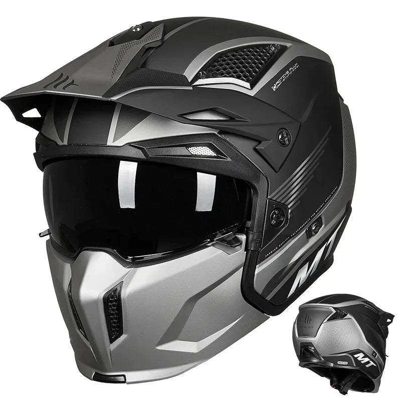MT Off-Road Motorcycle Helmet Riding Full Face Helmet Variable Half Helmet Personality Unisex Retro Helmet