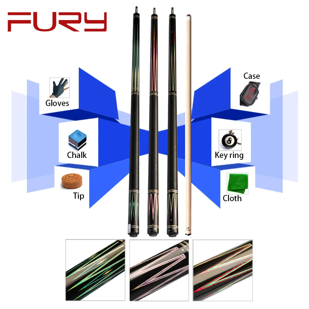 FURY Biiliard CL 1-3 Pool Cue Stick Kit 13mm Tiger Tip Professional Maple HTO Shaft With Case 3 Colors Maple Billar China 2019