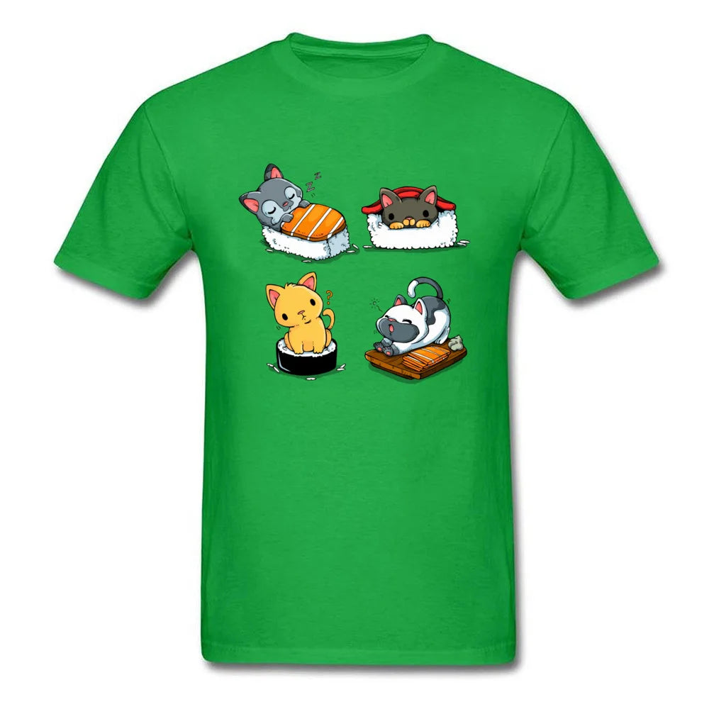 Ameowzing Kawaii Pusheen the Cat Sushi T Shirt. Short Sleeve 100% Cotton Casual T-Shirts Loose Top Size S-3xl