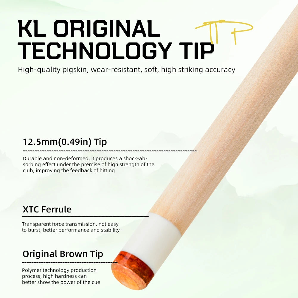 KONLLEN KL-B3/B4 Pool Cue Stick With 12.5mm Tip Carbon Maple Shaft 3*8/8 Joint Leather Grip Professional Taper for Billiard Cue