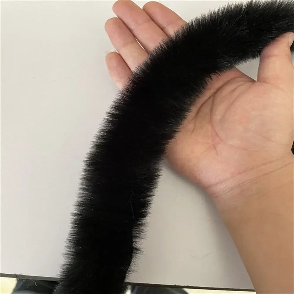 1.5M Faux Fur Ribbon Tapes Trim Fabric Roll Plush Fur Stripe Long Plush Fur Fabric Fluffy Trimming for Winter Costume DIY Crafts