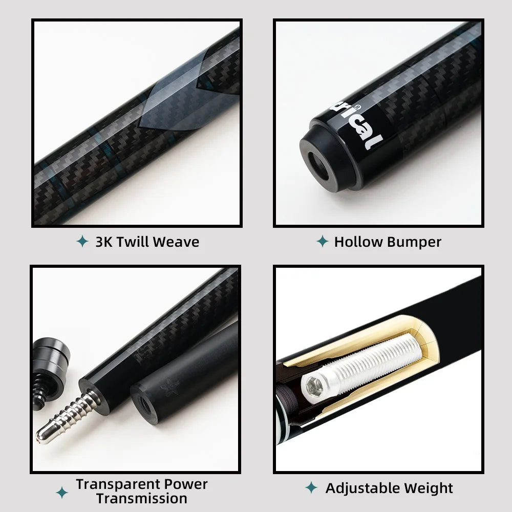 CRICAL Carbon Fiber Billiard Pool Cue Stick Black Technology Carbon Pool Cue Stick Kit 11.5/12.5mm Extender With Billiard